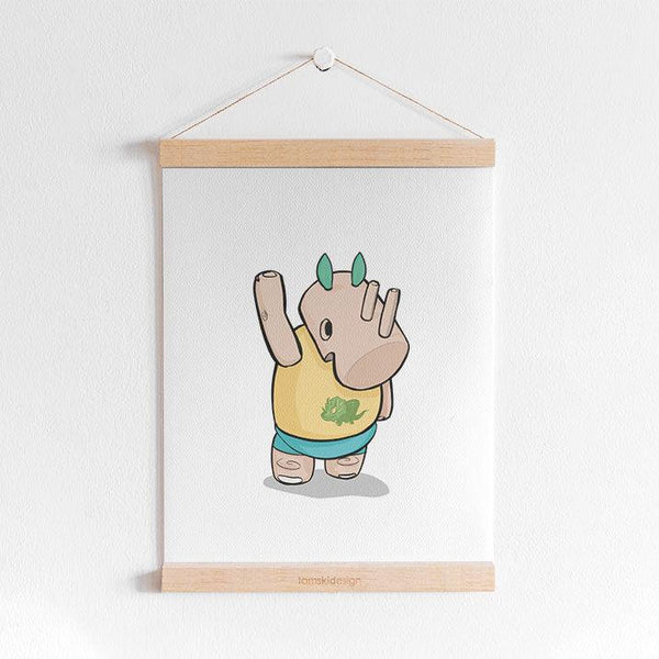 ריי הקרנף- איור ממוסגר גודל A4 - Tomski Design