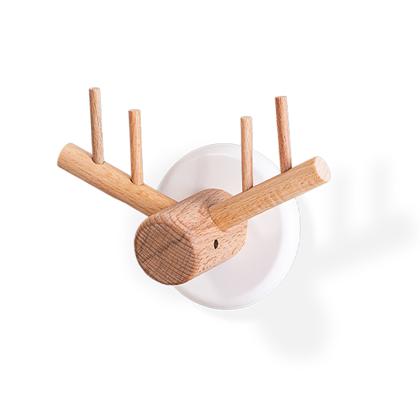 דורי האייל- מתלה קיר קטן וחרוץ, בסיס עגול, מעץ אשור מלא