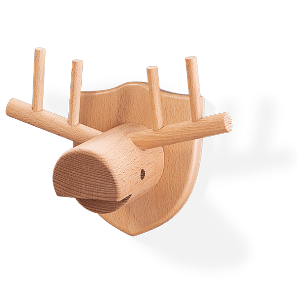 דורי האייל XL - מתלה קיר גדול וחייכן. עשוי עץ אשור מלא - Tomski Design