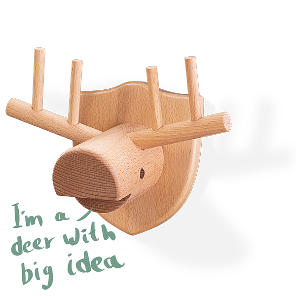 דורי האייל XL - מתלה קיר גדול וחייכן. עשוי עץ אשור מלא