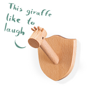 Load image into Gallery viewer, Billy the Giraffe- Shield base- Small and energetic, Beechwood wall mounted hook.
